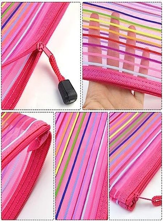 Sellon1 Mesh Zipper Pouch, Zipper Pencil Pouch Net Zipper Pouch Multipurpose Travel Mesh Bag Plastic Colorful Small Pouches with Zipper to Storage Cosmetics Stationery Office Supplies Pack of 12 - Image 5